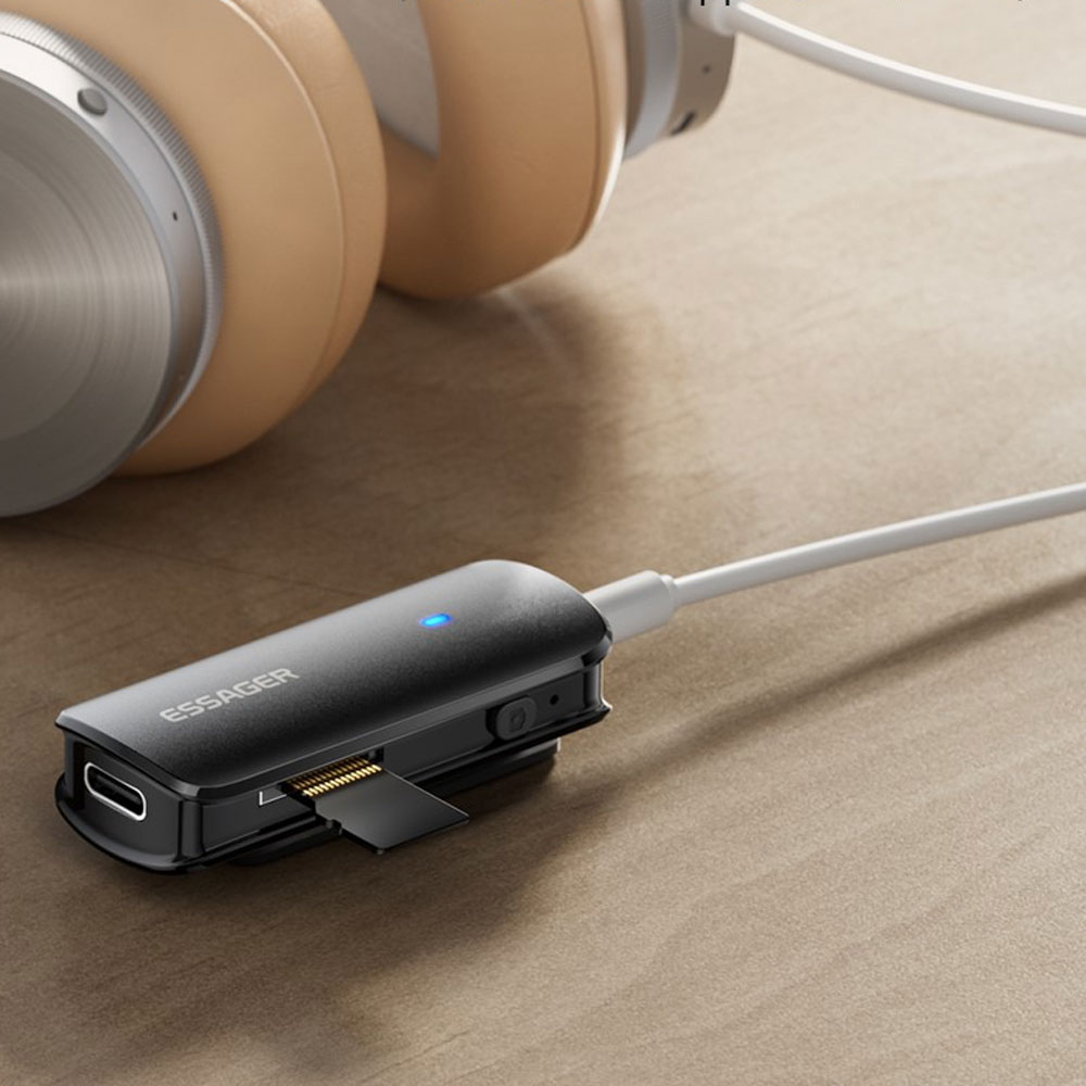 Bluetooth Audio Receiver mit Freisprechfunktion   3.5mm Klinke Anschluss und MicroSD Kartenslot - Schwarz