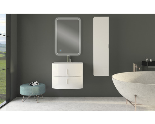 Hoge kast Baden Haus New York Avril 140x35 cm wit hoogglans volledig gemonteerd greeploos