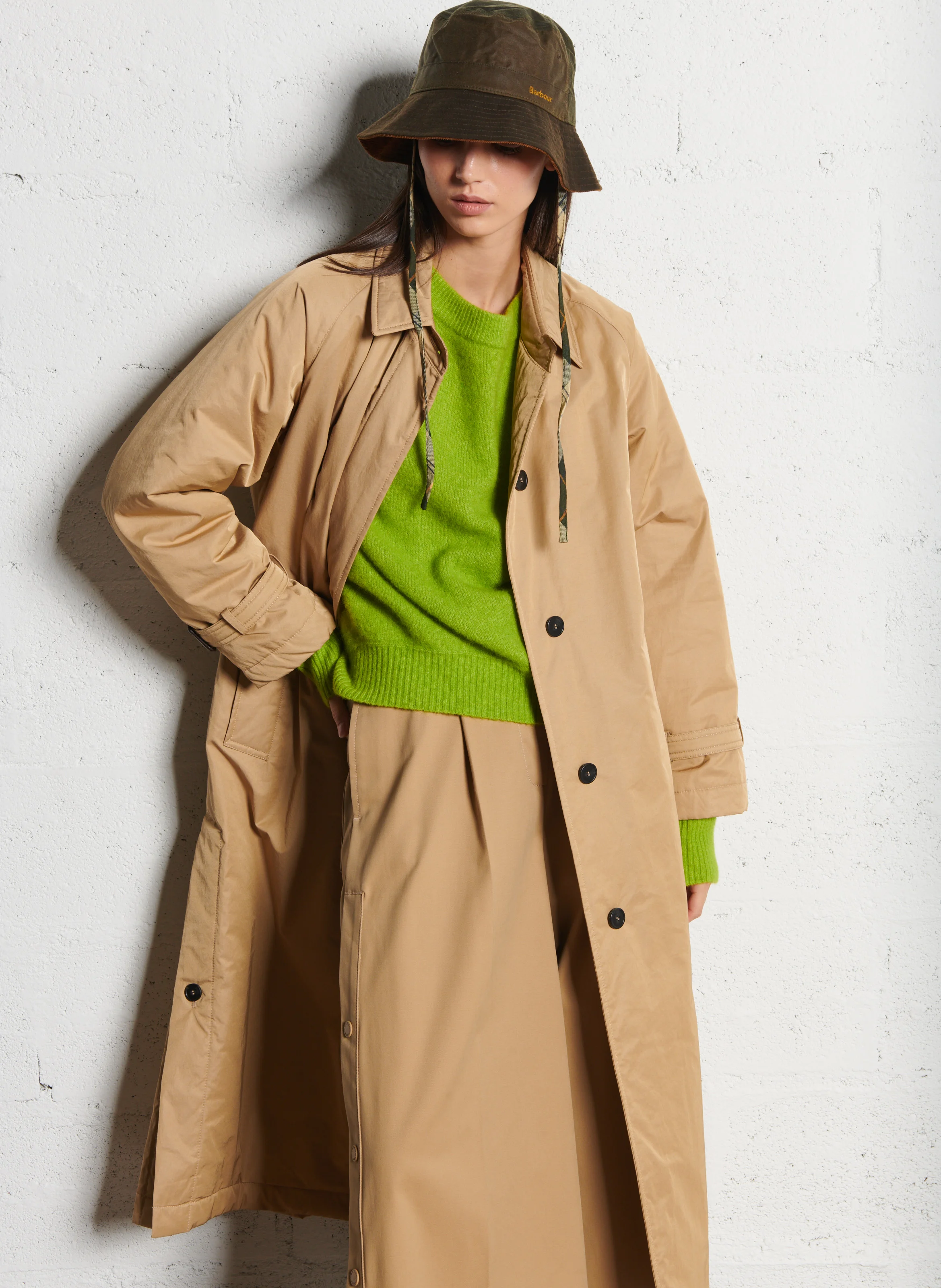 TRAFOI - Trench long réversible en coton mélangé | Beige