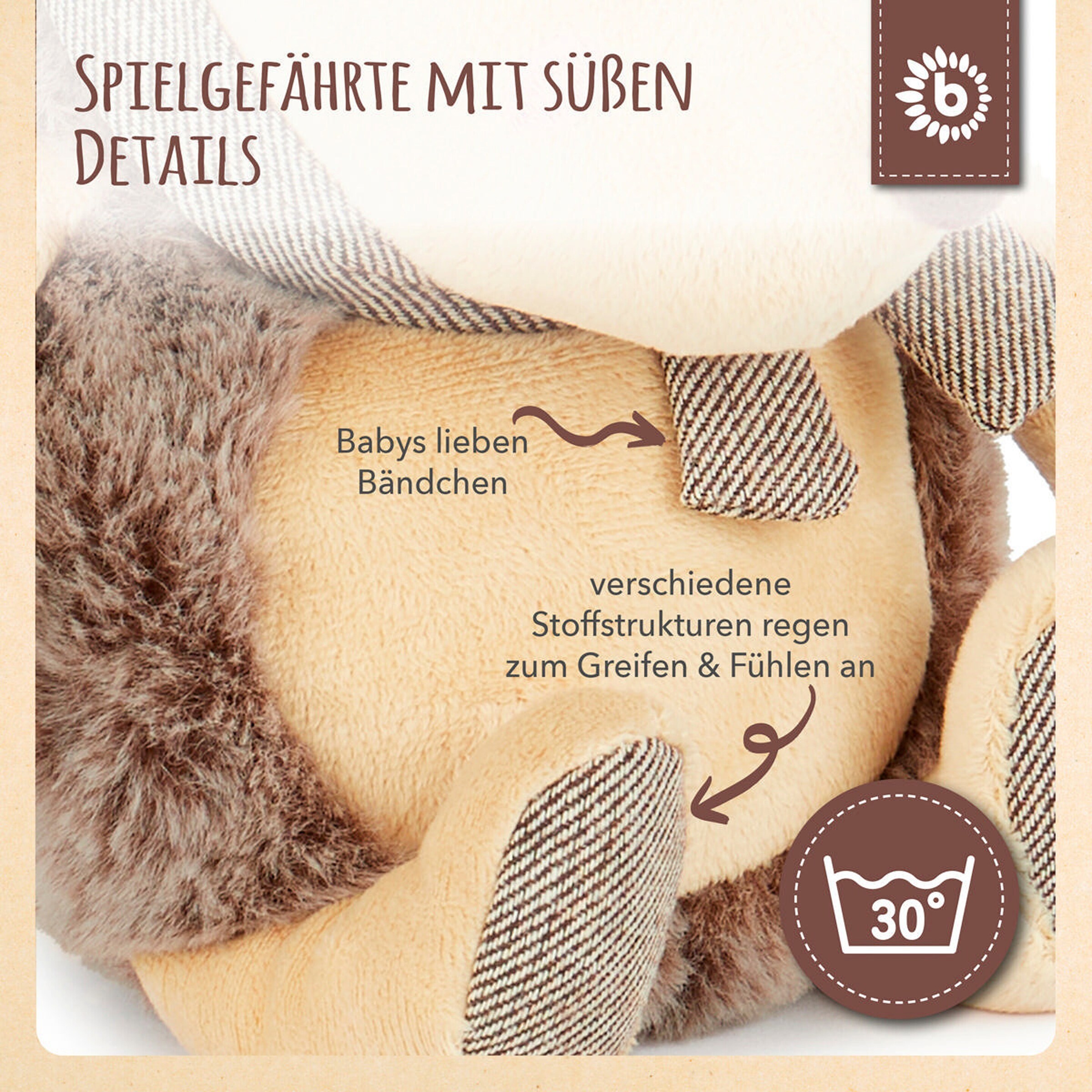 Bieco Plüsch Igel Spieltier 22 cm - ab Geburt Braun