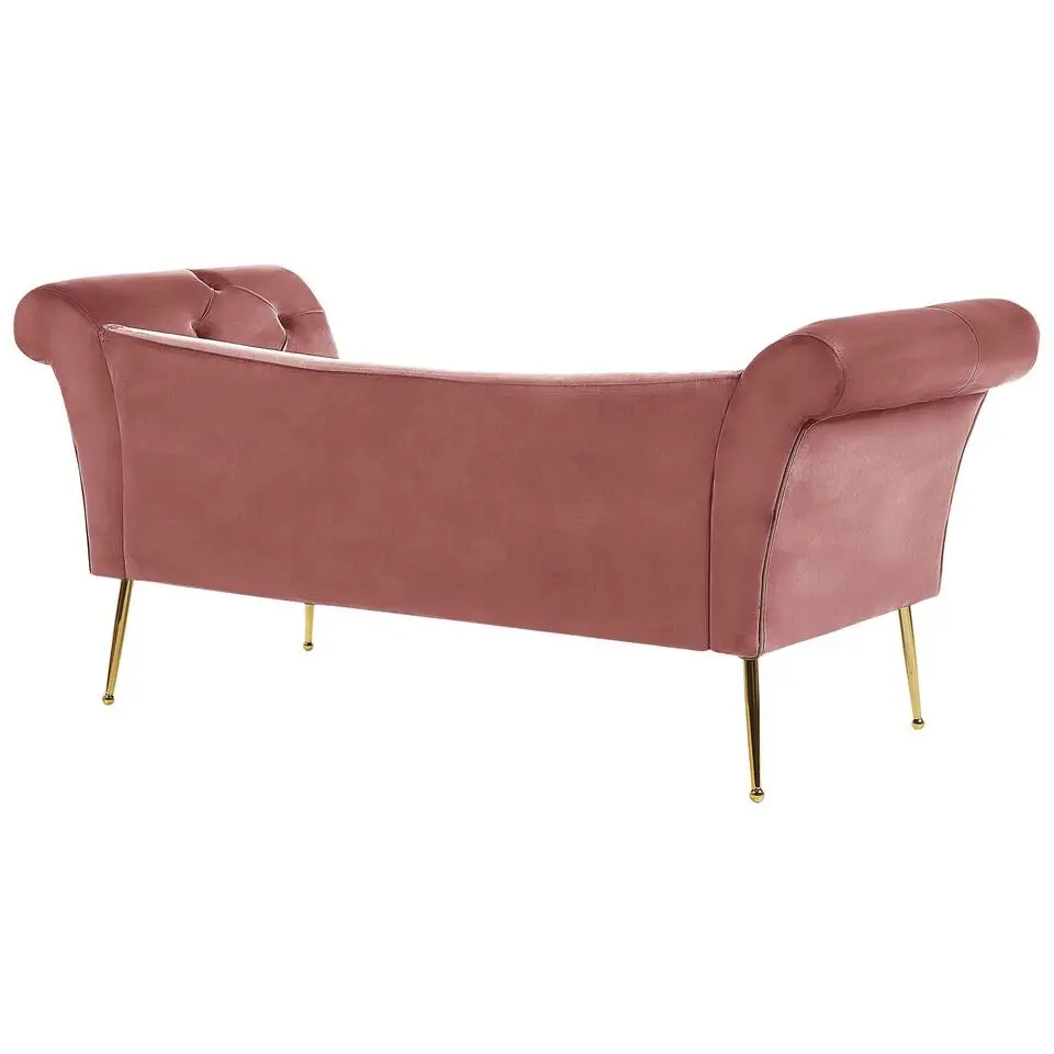 NANTILLY - Chaise longue - Roze - Symmetrisch - Fluweel