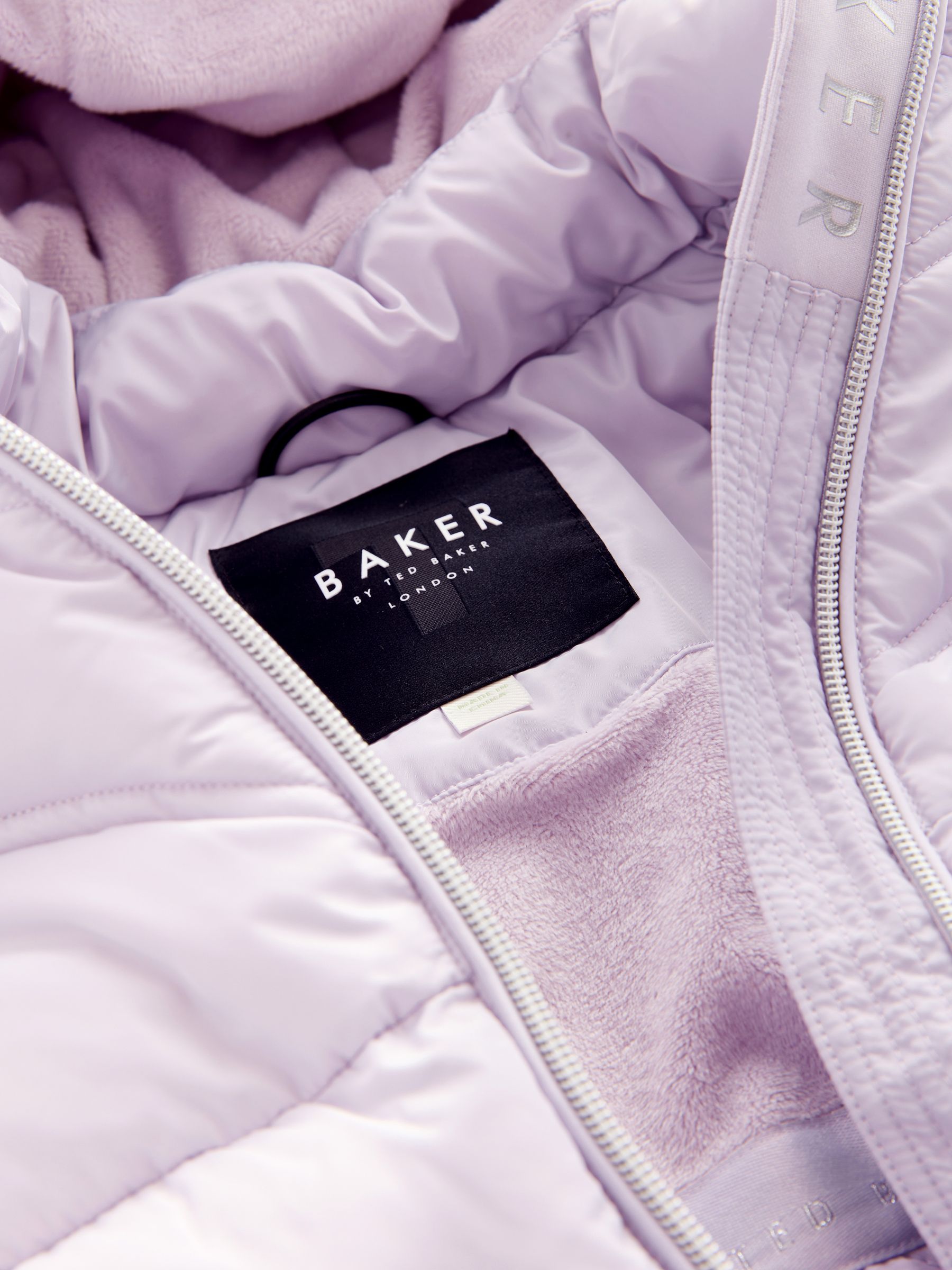 Baker by Ted Baker lilapaarse regenbestendige gewatteerde jas met strik in de taille