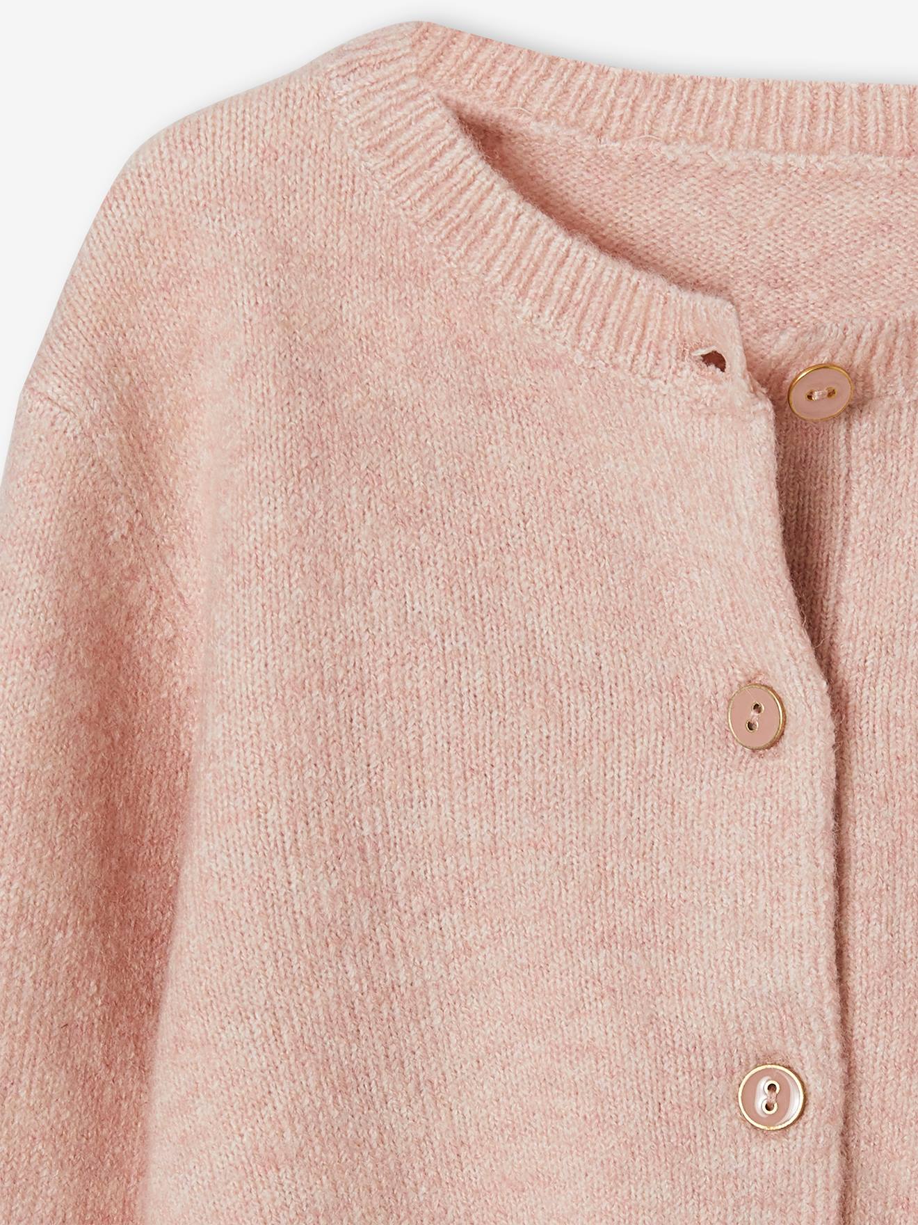 Casaco bolero de malha em tom cru para meninas