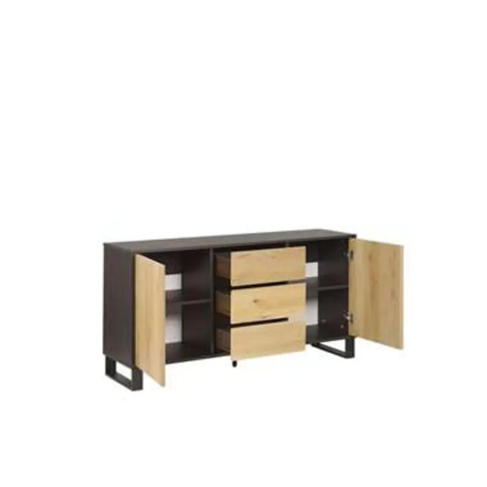ELDA - Sideboard - Lichte houtkleur/Donkerbruin - MDF