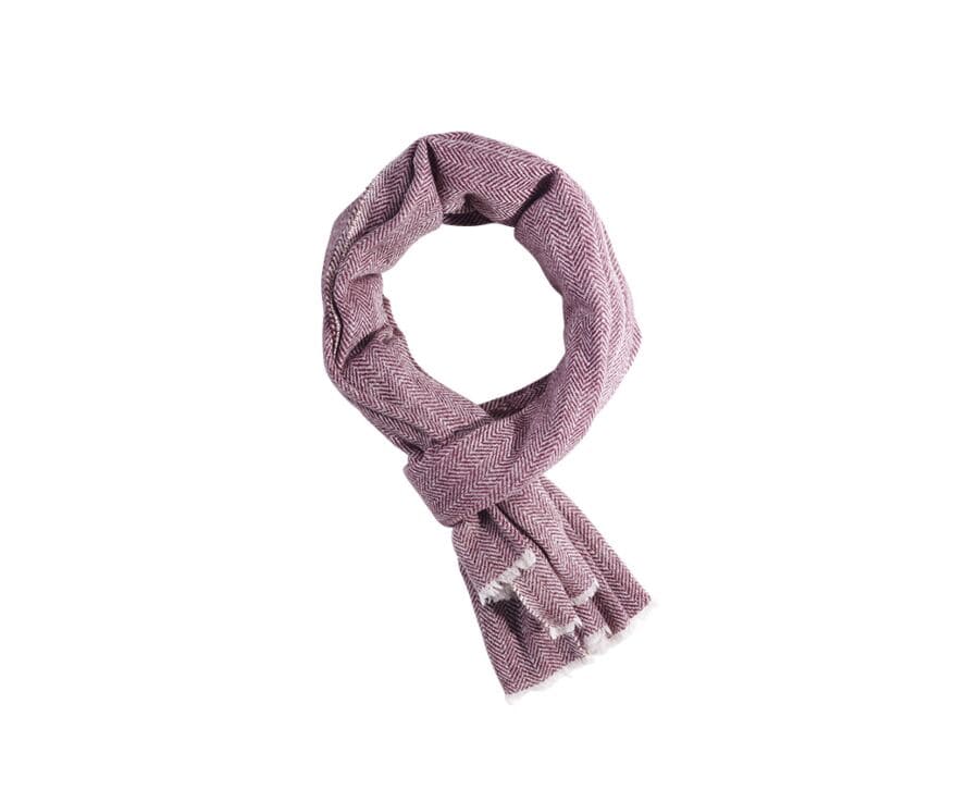Écharpe fine Laine et Cachemire Chevron Bordeaux et Écru
