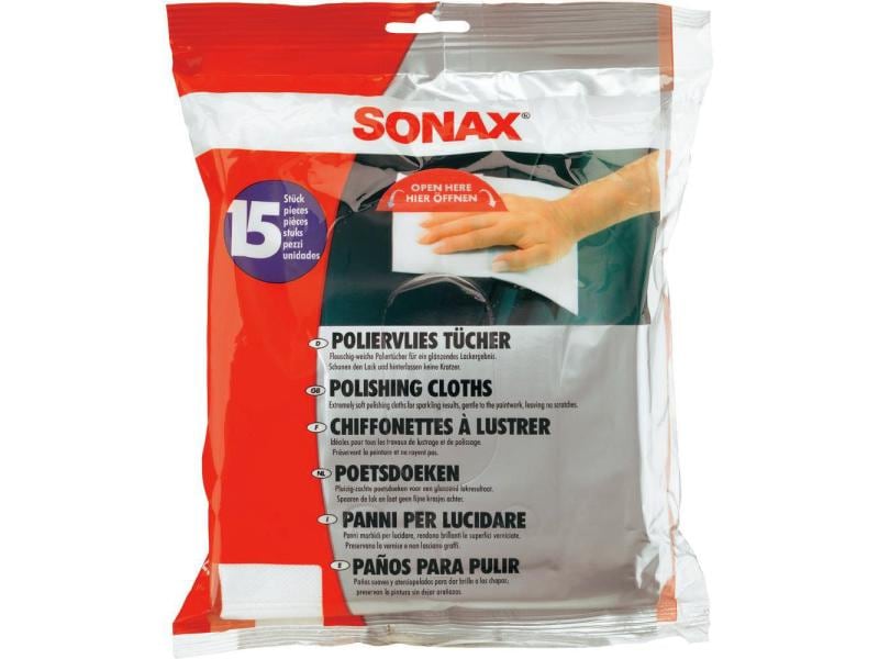 Sonax Poliervlies 15 Stück Poliertücher, 15 Stück