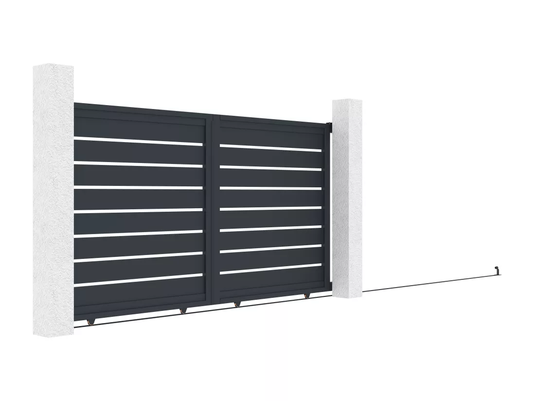 Portail coulissant aluminium ajouré L324x H165 cm anthracite - PRIMO