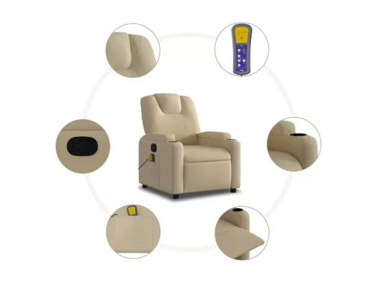 Fauteuil de massage inclinable Crème Tissu