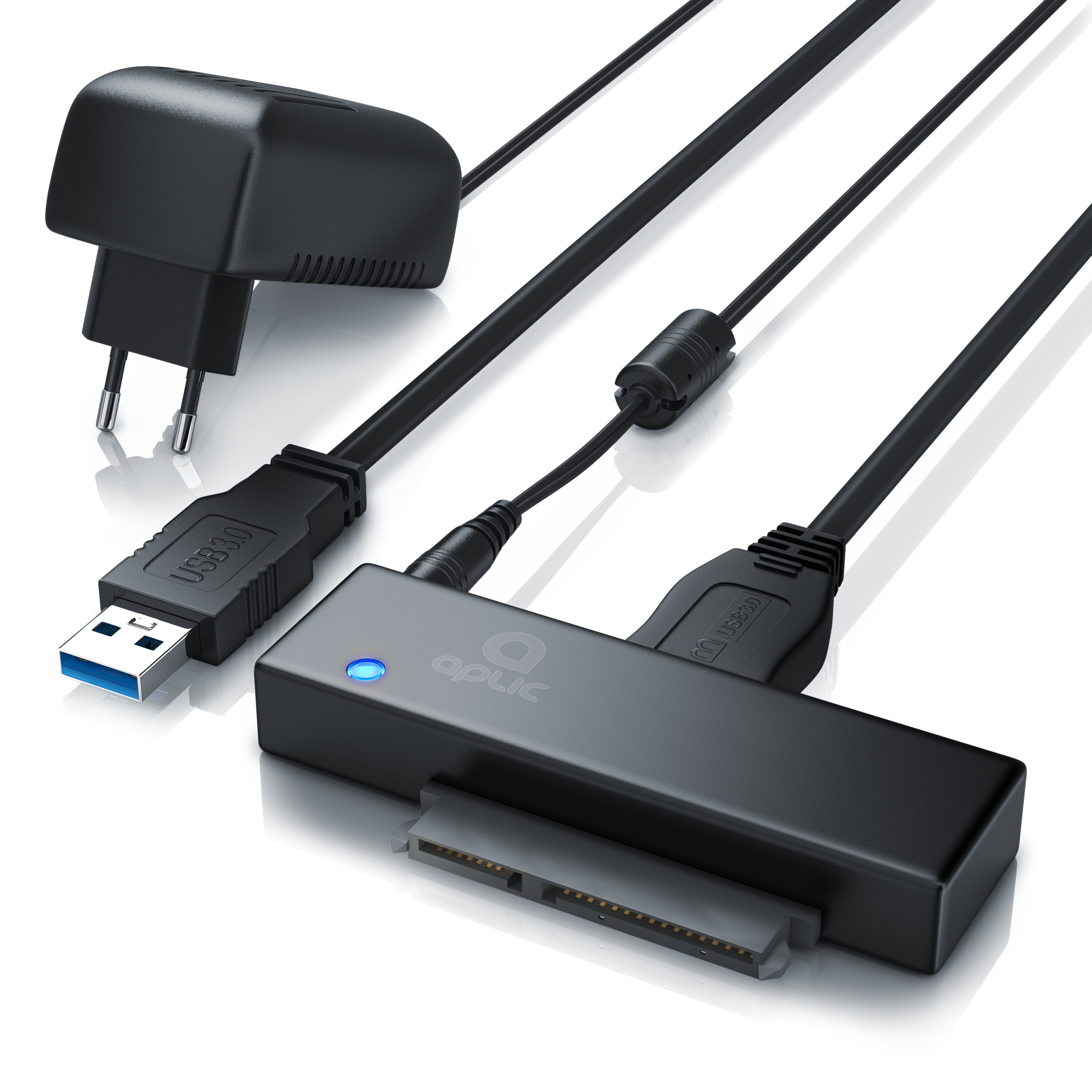 Aplic USB 3.0 zu SATA Konverter Kabel inkl. Netzteil - SATA 1/2/3 Festplatten & Laufwerke - UASP