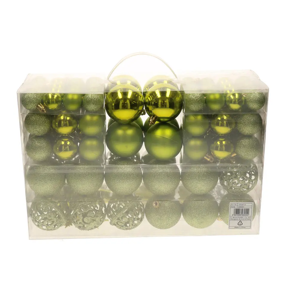 Kerstballen - 110x stuks - met piek - groen - kunststof - 3-6 cm