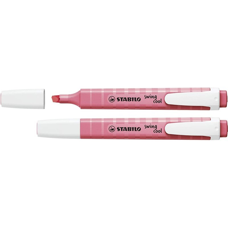 Surligneur stabilo swing cool pastel edition format stylo   pointe biseautee trace 1/4mm  clip coloris petale de rose