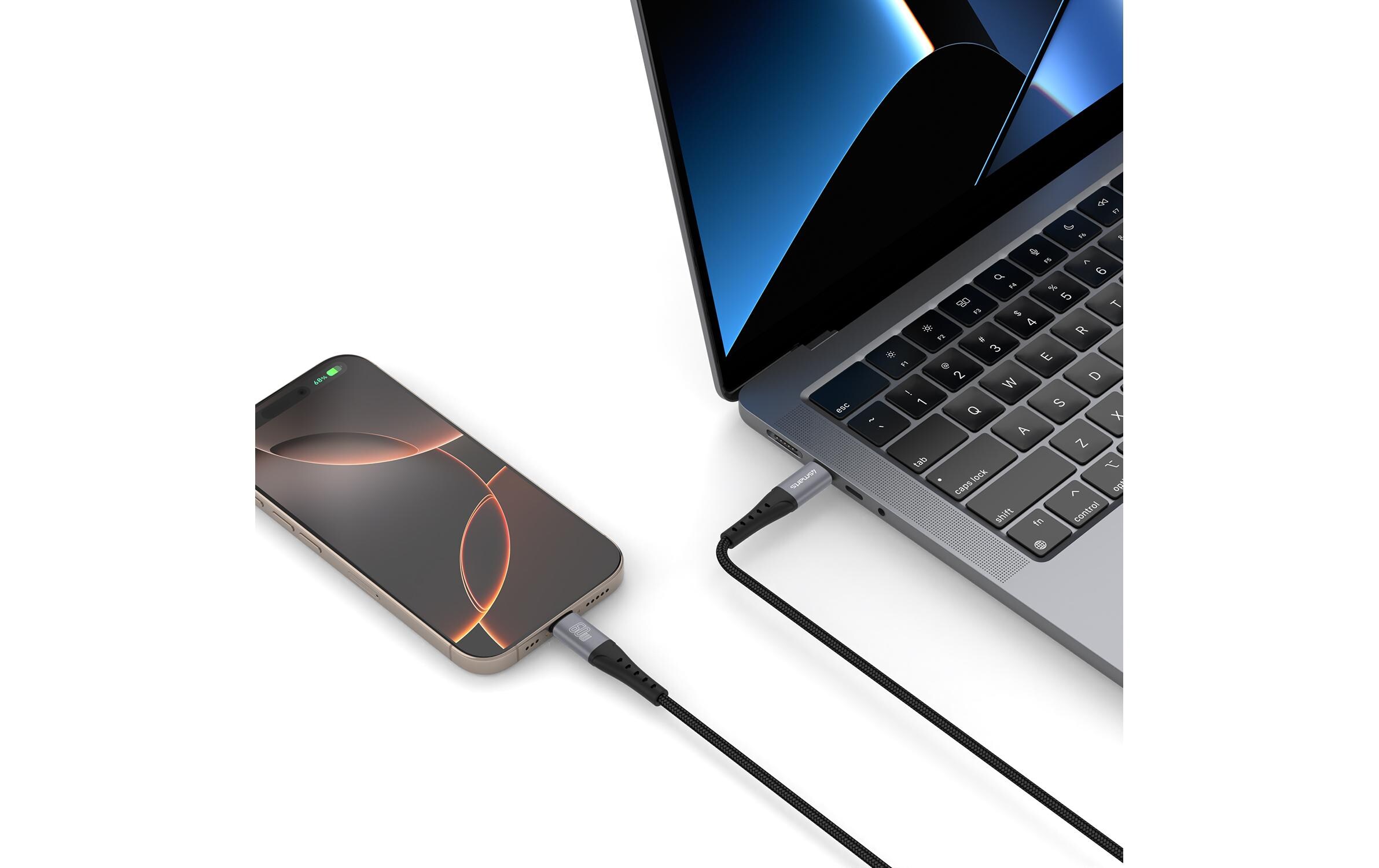 USB 2.0-Kabel Data and charging cable USB C - USB C 1.5 mUSB-C auf USB-C Kabel PrimeCord 60W 1.5m Schwarz