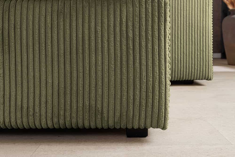 Design Ecksofa ATMOSPHERE XL 245cm grün Cord Federkern inkl. Kissen