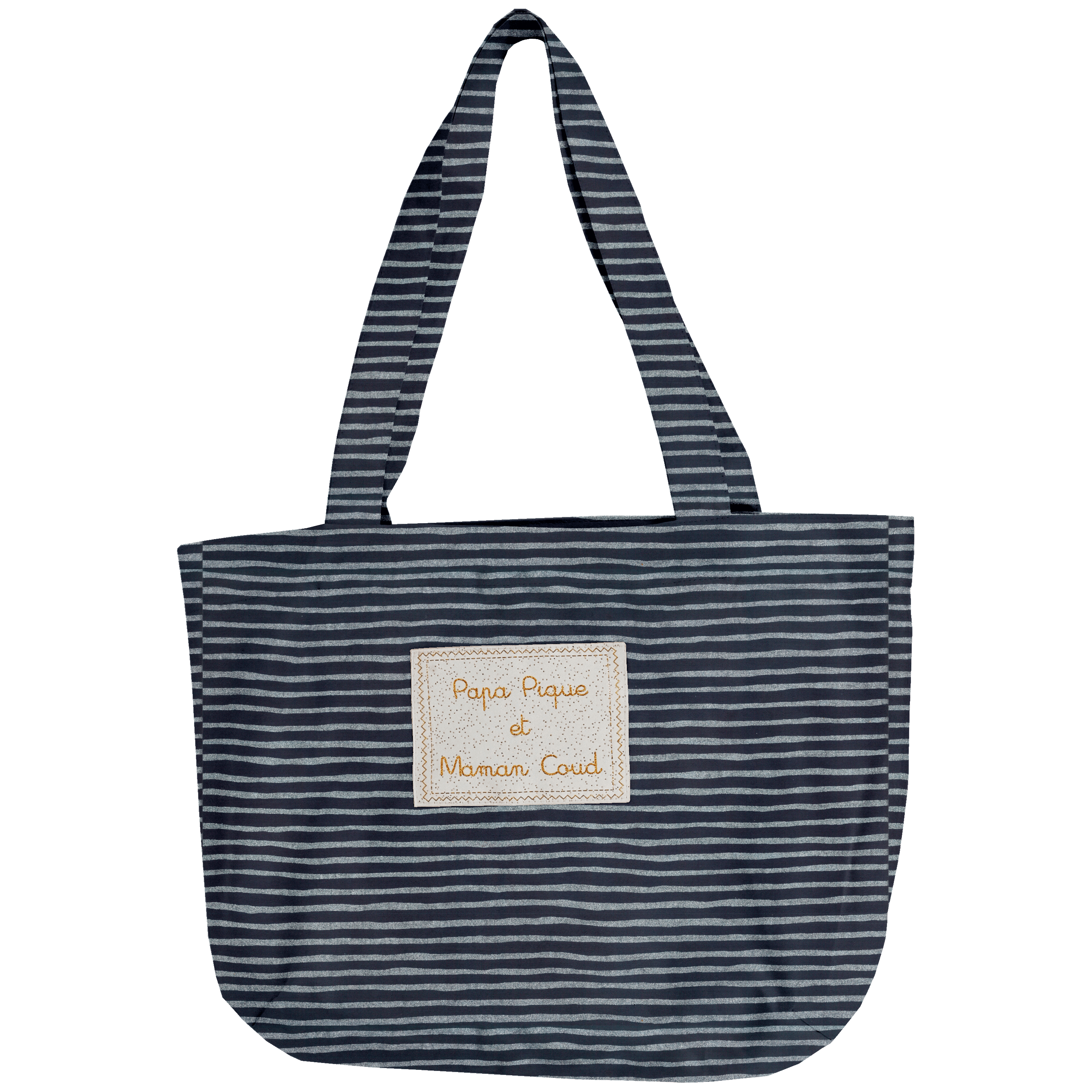 Sac Tote Bag Pliable Rayé Argent Marine