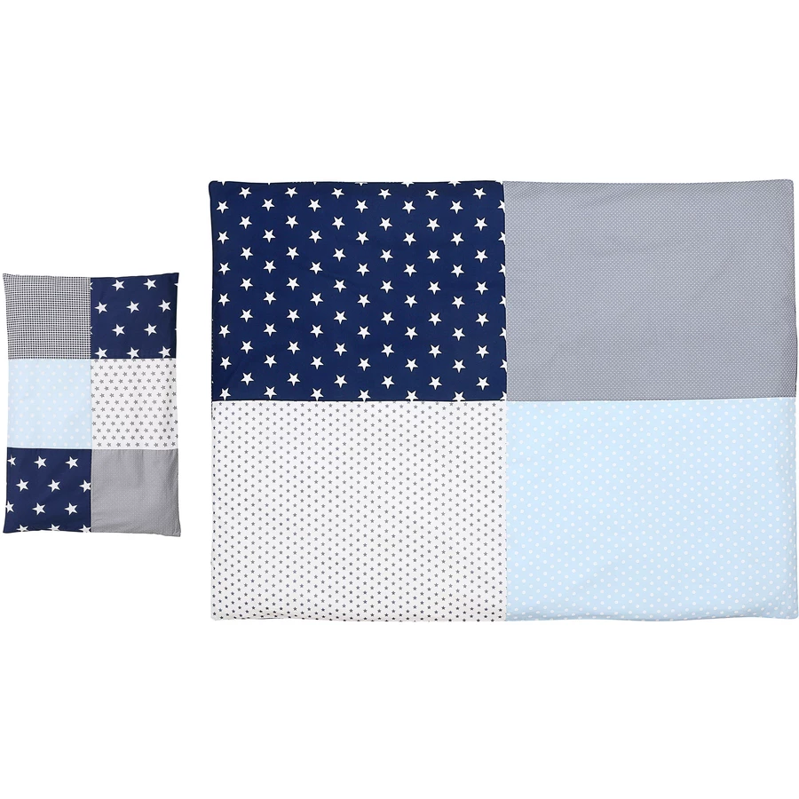 Ullenboom Kinder Bettwäsche-Set Blau Hellblau Grau 135 x 100 cm + 40 x 60 cm