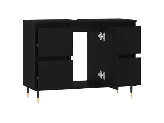 Armoire de salle de bain noir 80x33x60 cm bois d'ingénierie