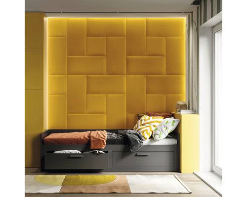 Wandkussen Matt Velvet zwavelgeel fluweellook 30 x 60 cm