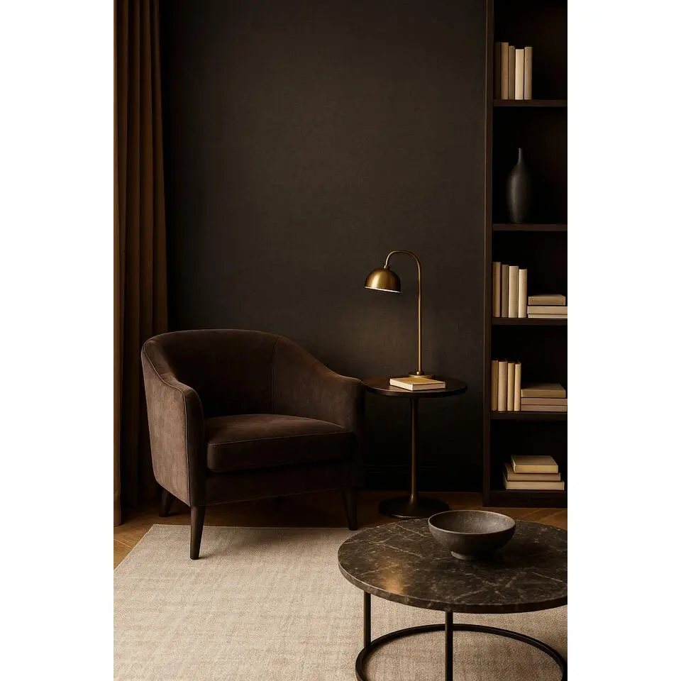 Dutch Wallcoverings Vliesbehang Linen & Textures uni - darkchoco - 10,05m x 53cm