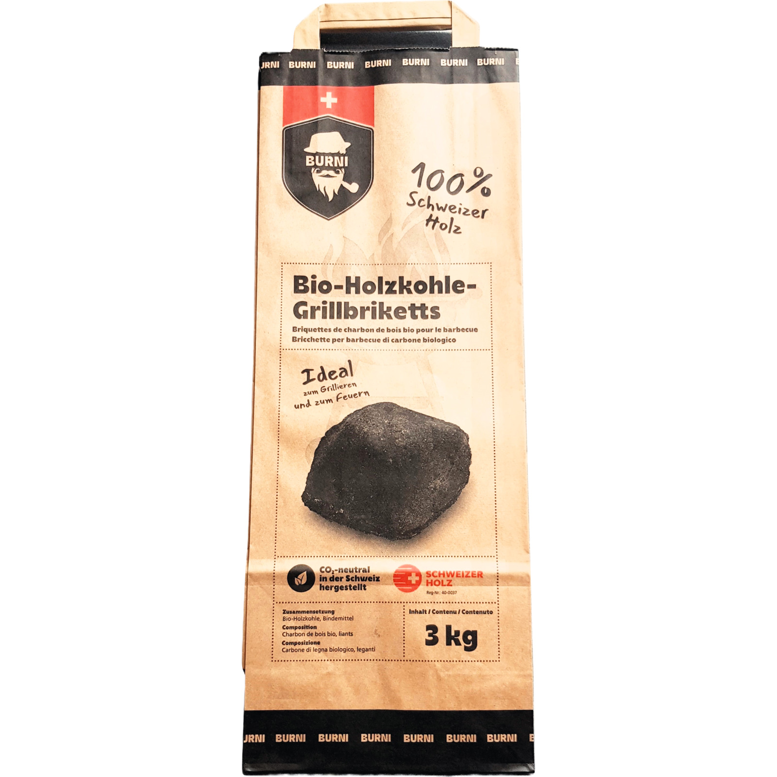 Burni Bio Holzkohle-Brikett 3 kg