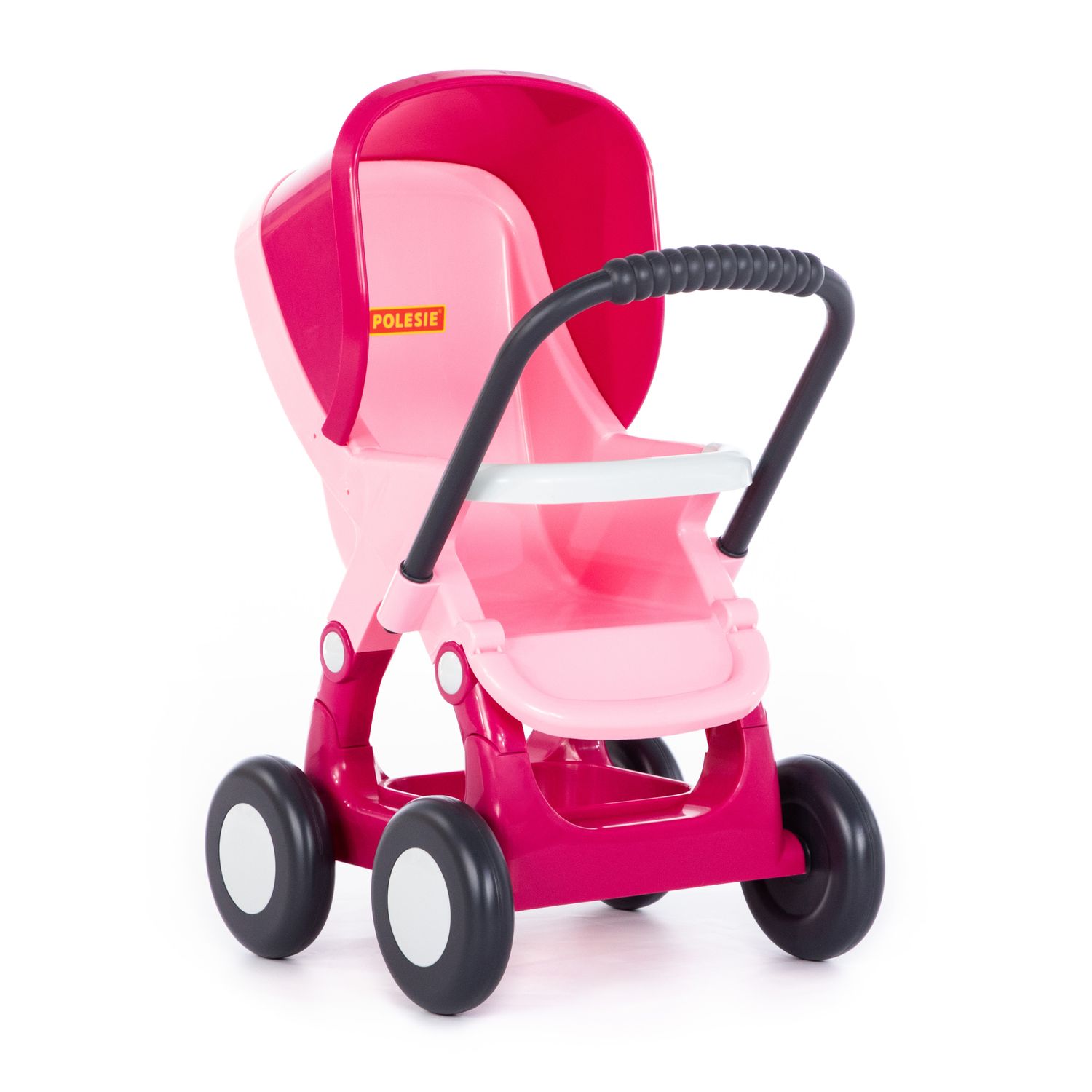 Polesie Puppenwagen Alisia 95220 aus Kunststoff, Puppenbuggy, 4 Kunststoffräder pink