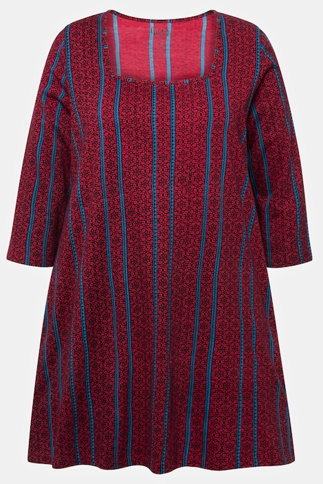 Longshirt, A-Linie, Carree-Ausschnitt, 3/4-Arm