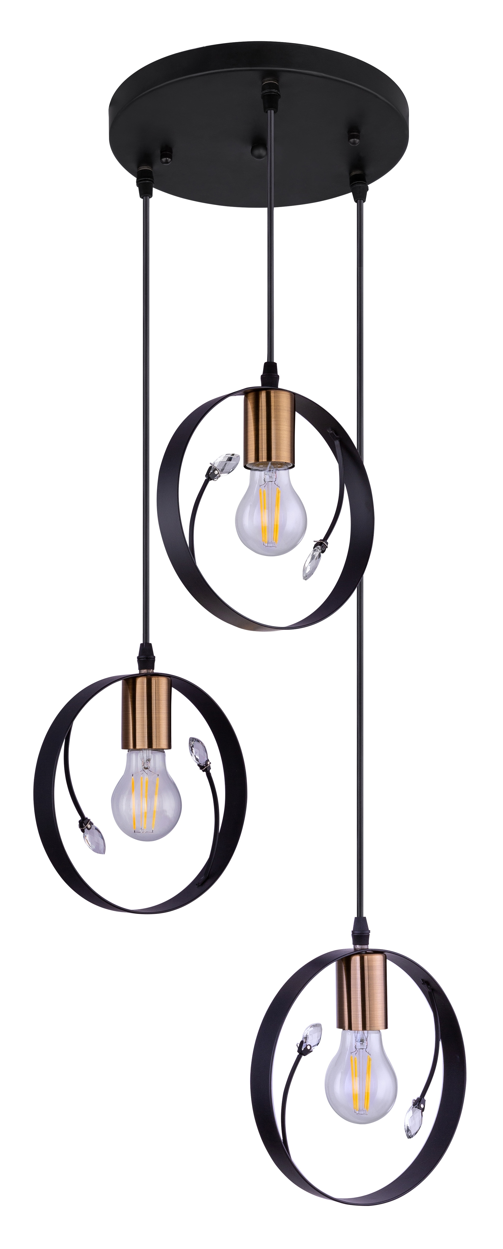 GLOBO Retrofit Pendelleuchte Vigo schwarz 39x39cm H50-150cm