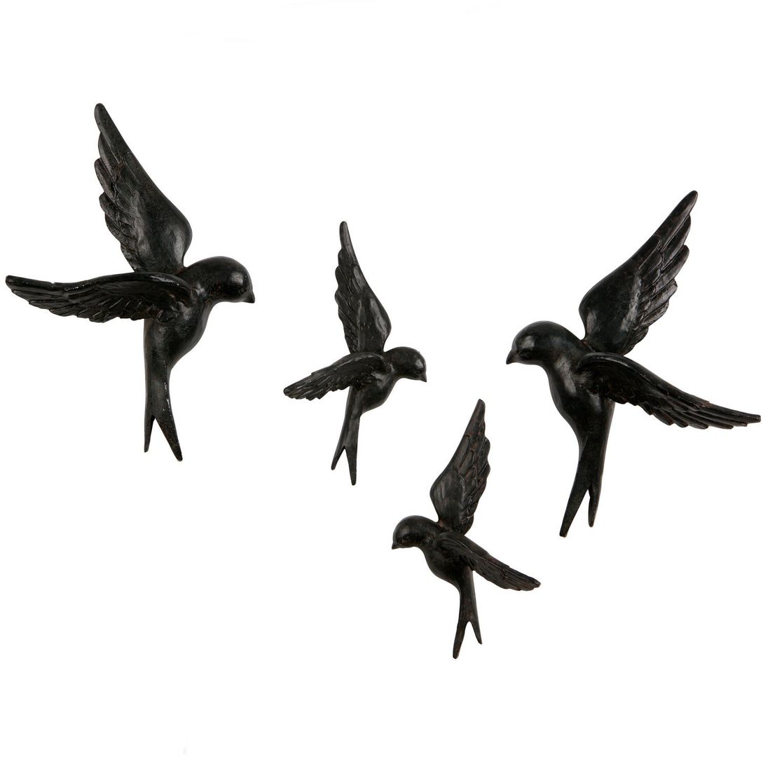 WOOOD   Avaler Vogels Set van 4 Wanddecoratie