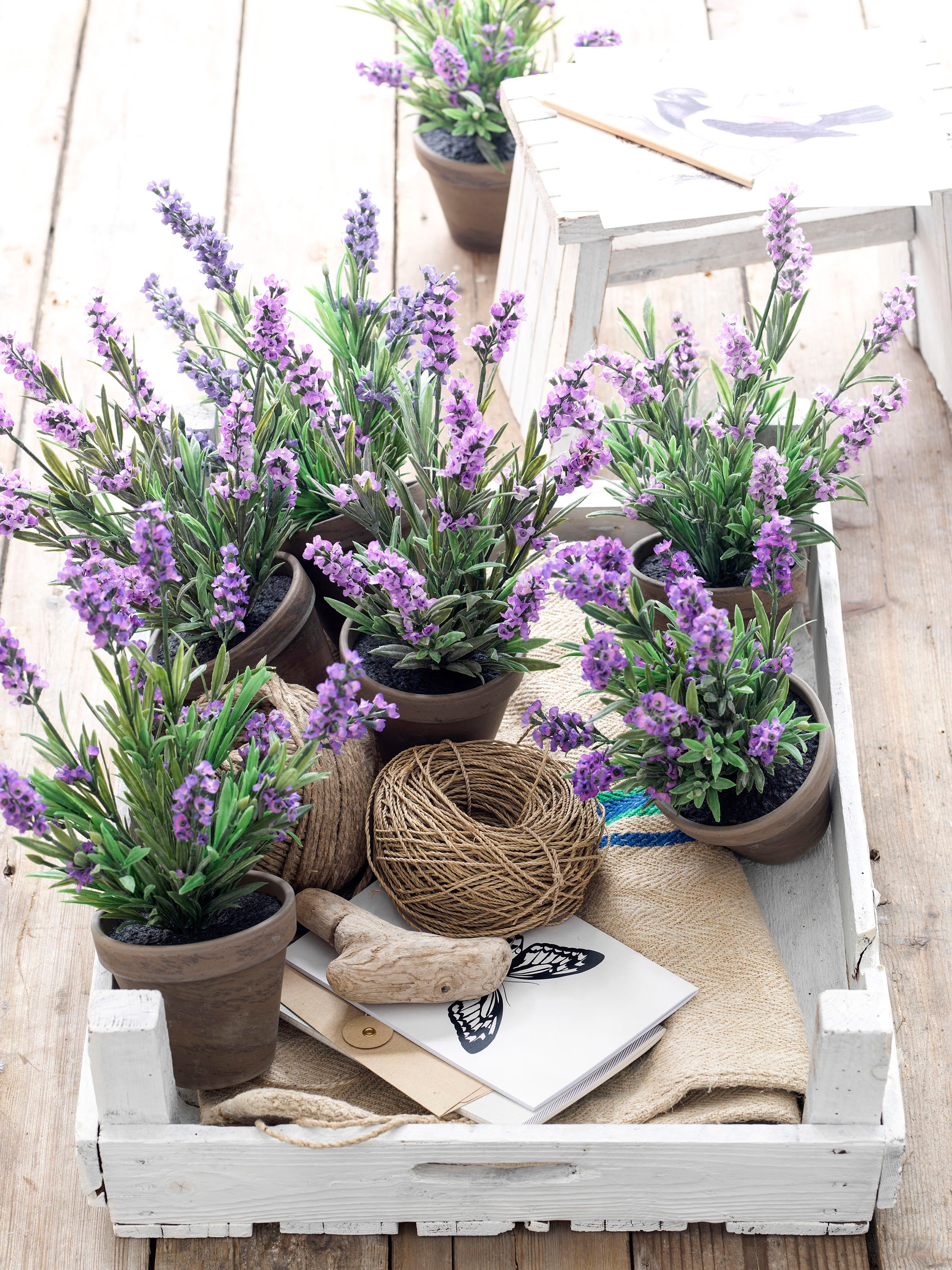Mica decorations - lavande artificielle bleu en pot h33