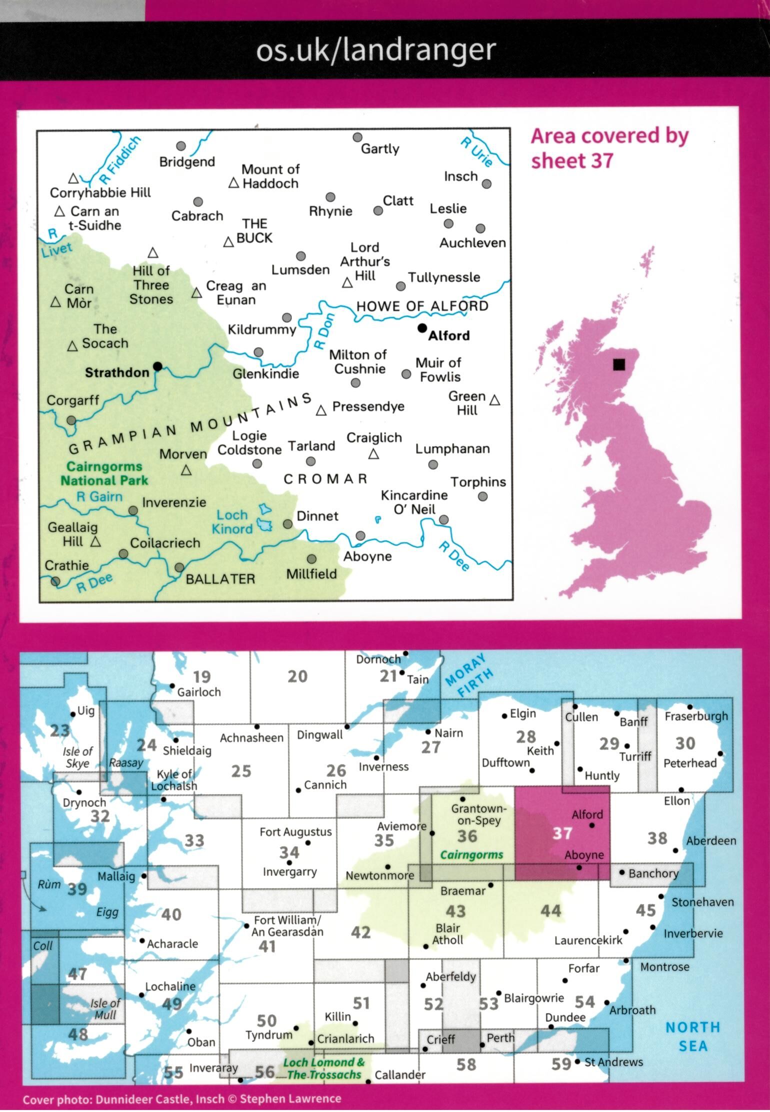 ORDNANCE SURVEY - 37 GB STRATHDON ALFORD 1 50 000