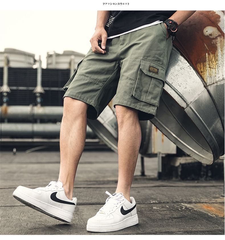 Priam - Cargoshorts met effen applicatie en gemiddelde taille