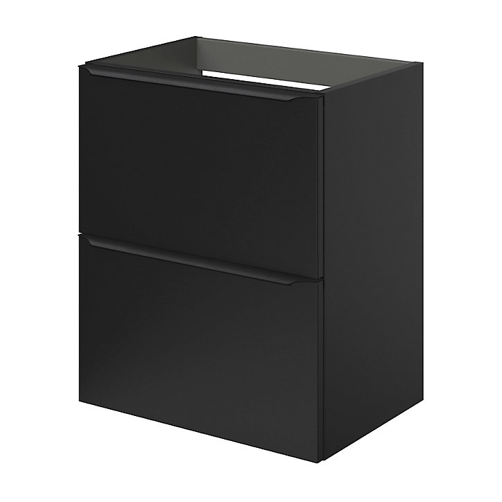 Meuble sous vasque faible profondeur à suspendre GoodHome Imandra noir mat L. 50 x H. 60 x P. 36 cm