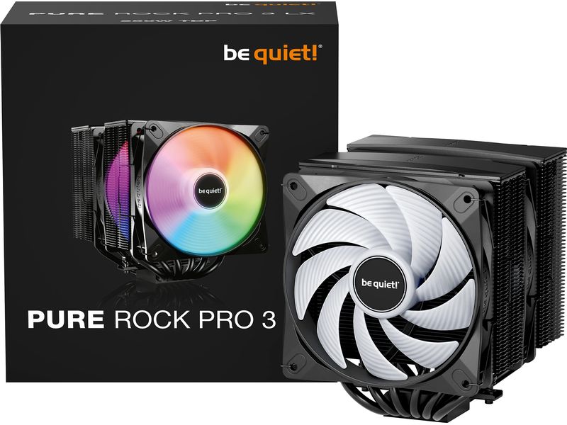 be quiet! CPU-Kühler Pure Rock Pro 3 LX Schwarz Leistungsstarker Dual-Tower-CPU-Kühler mit RGB-Beleuchtung