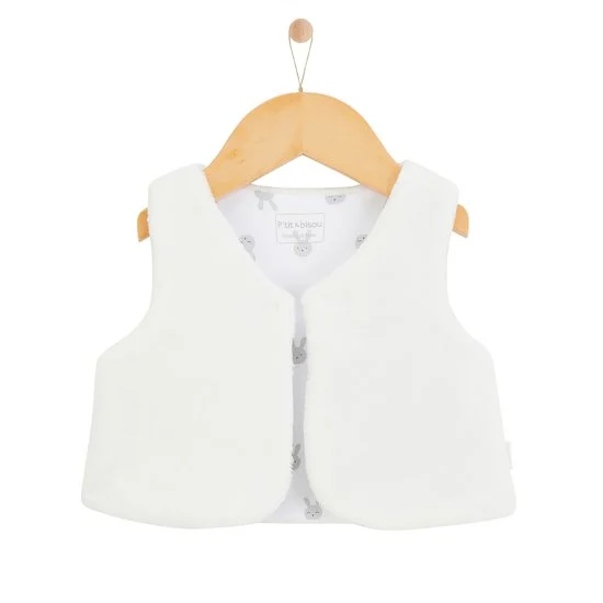 Veste sans manches Lapin Câlin   Ecru        de               P'tit bisou