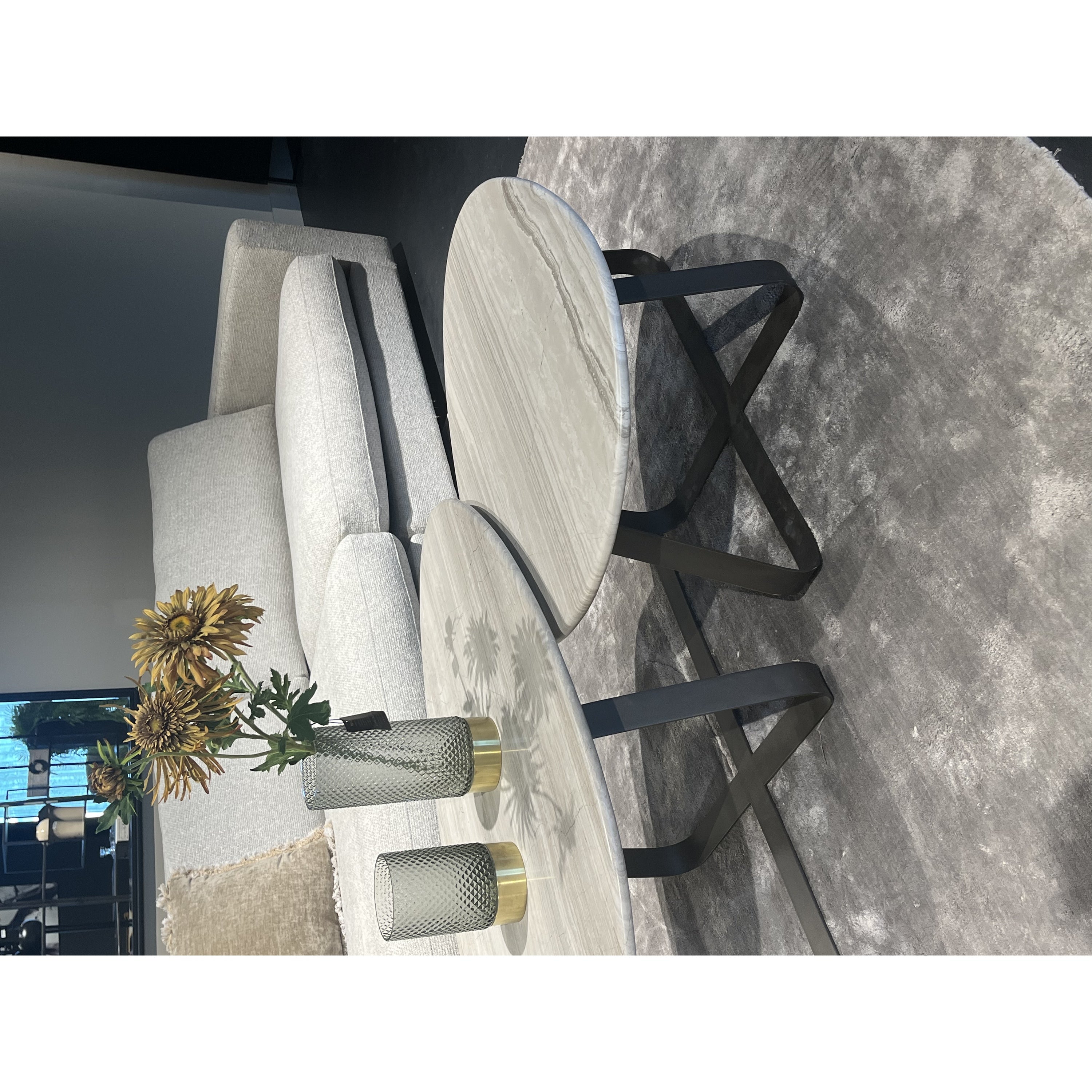 PTMD Muka Coffeetable High Dark Grey Base White Marble