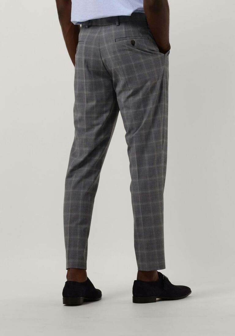 SELECTED HOMME grijze selected homme pantalon slhslim-liam grey/blue check trs flex b
