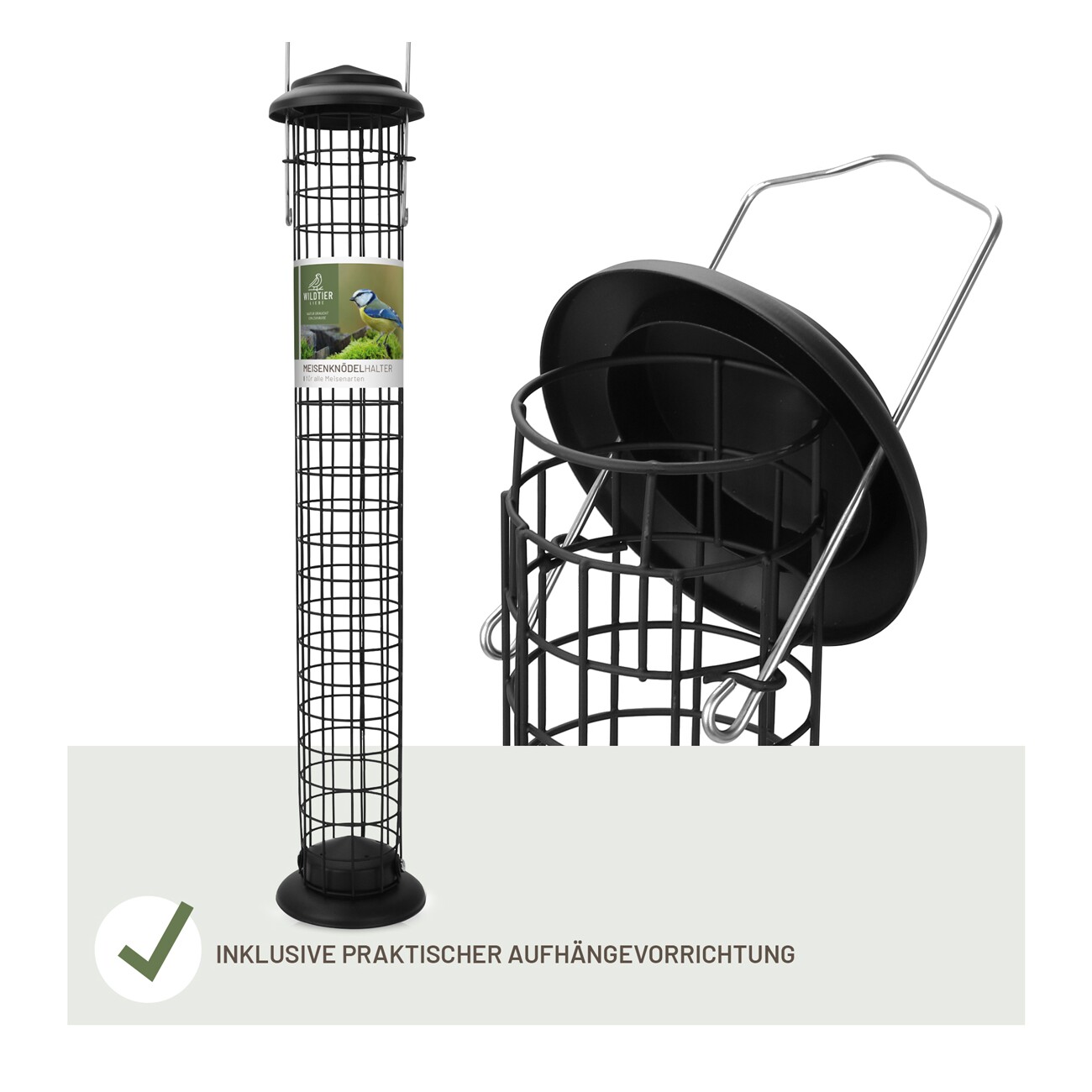 wildtier liebe Meisenknödelhalter 52cm, Schwarz