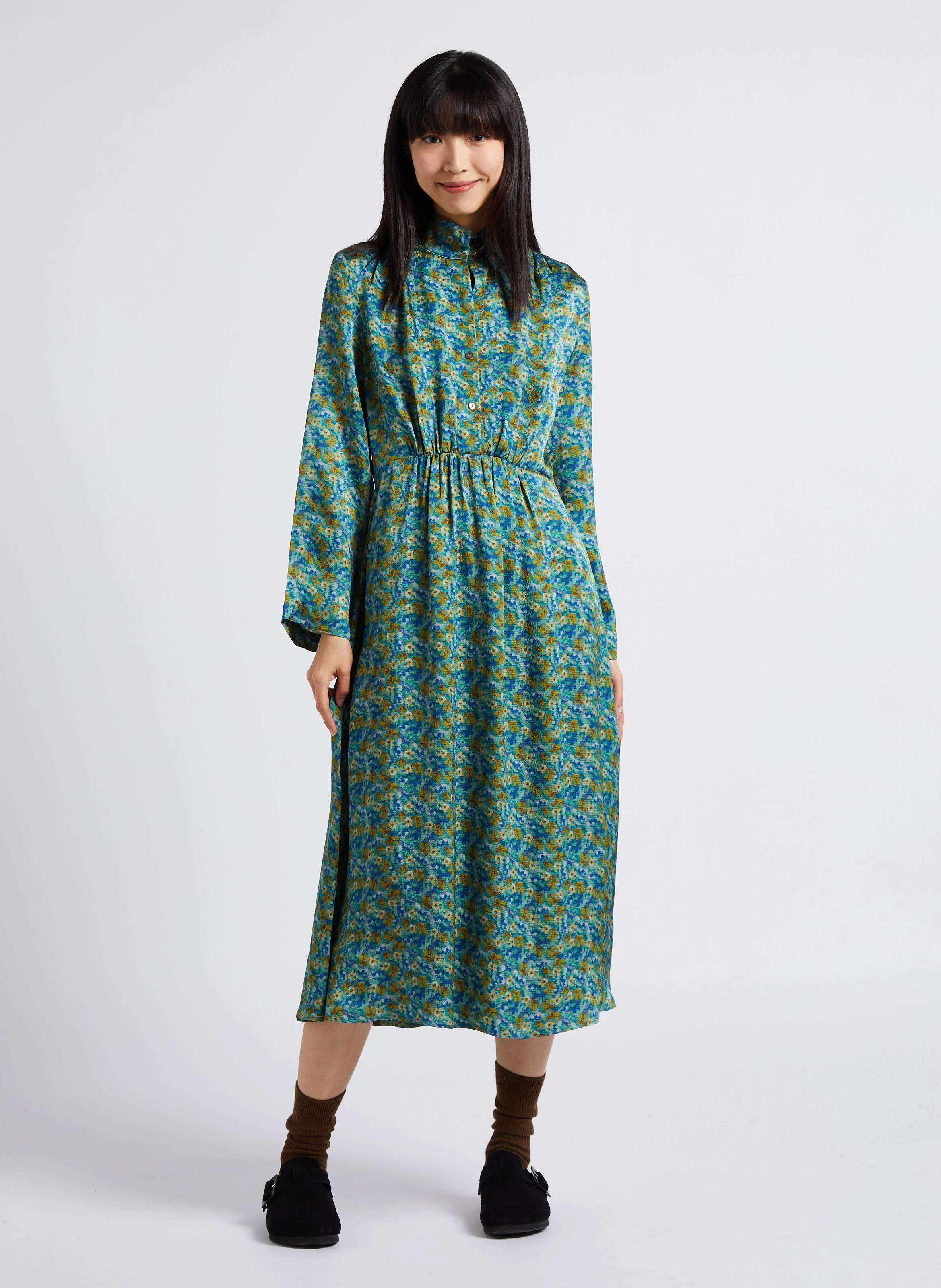 SAMBUCO - Robe longue à col montant | Vert