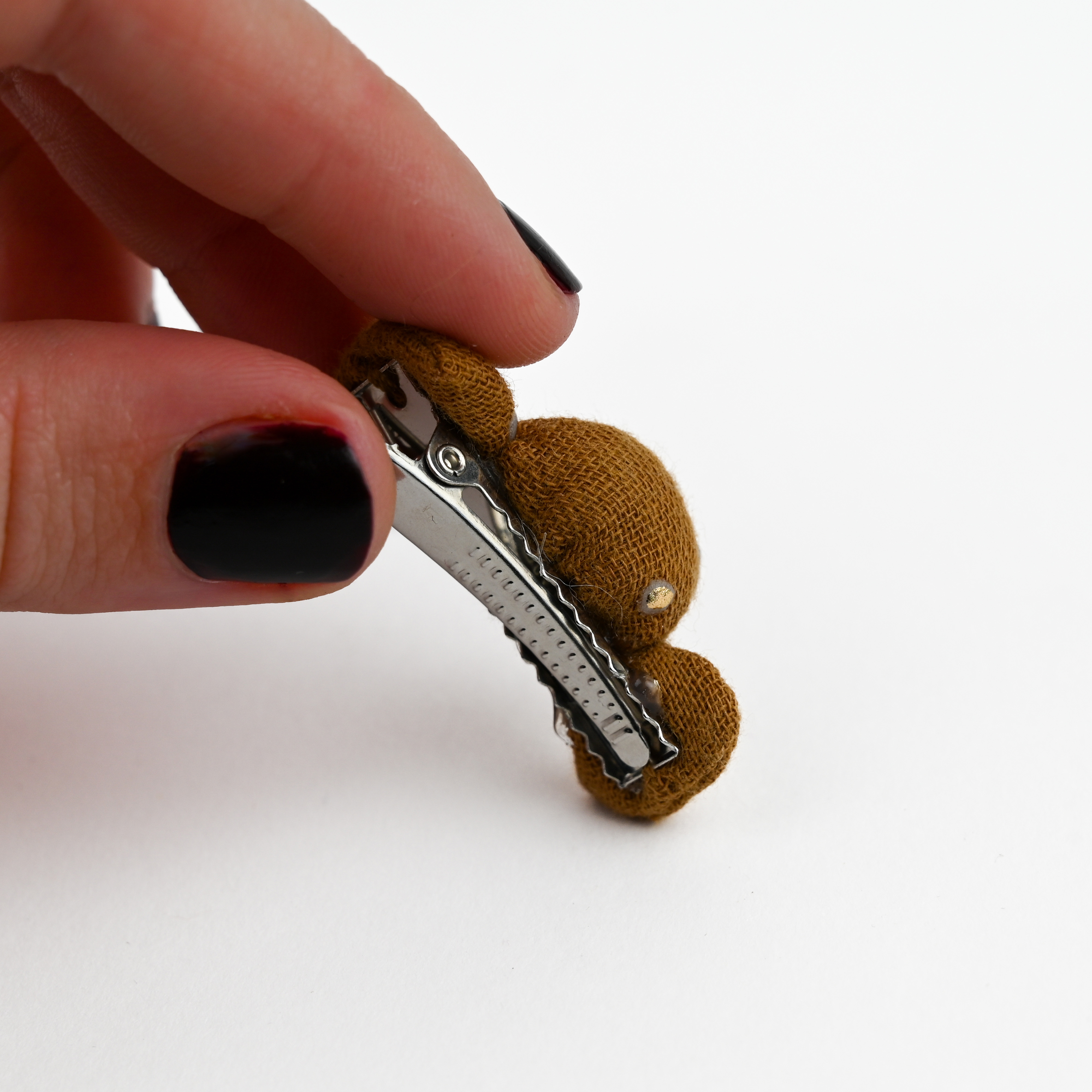 Petite Barrette Mini Bonbon Gaze Pois Or Caramel