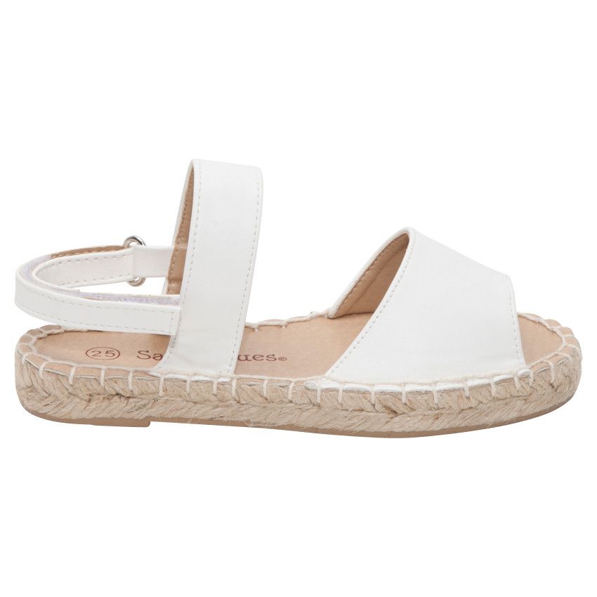 Espadrilles effet cuir avec lanière à scratch - Blanc