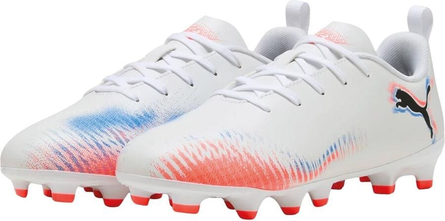 PUMA Future 8 Play Gras Kunstgras Voetbalschoenen (MG) Kids Wit Felrood Blauw