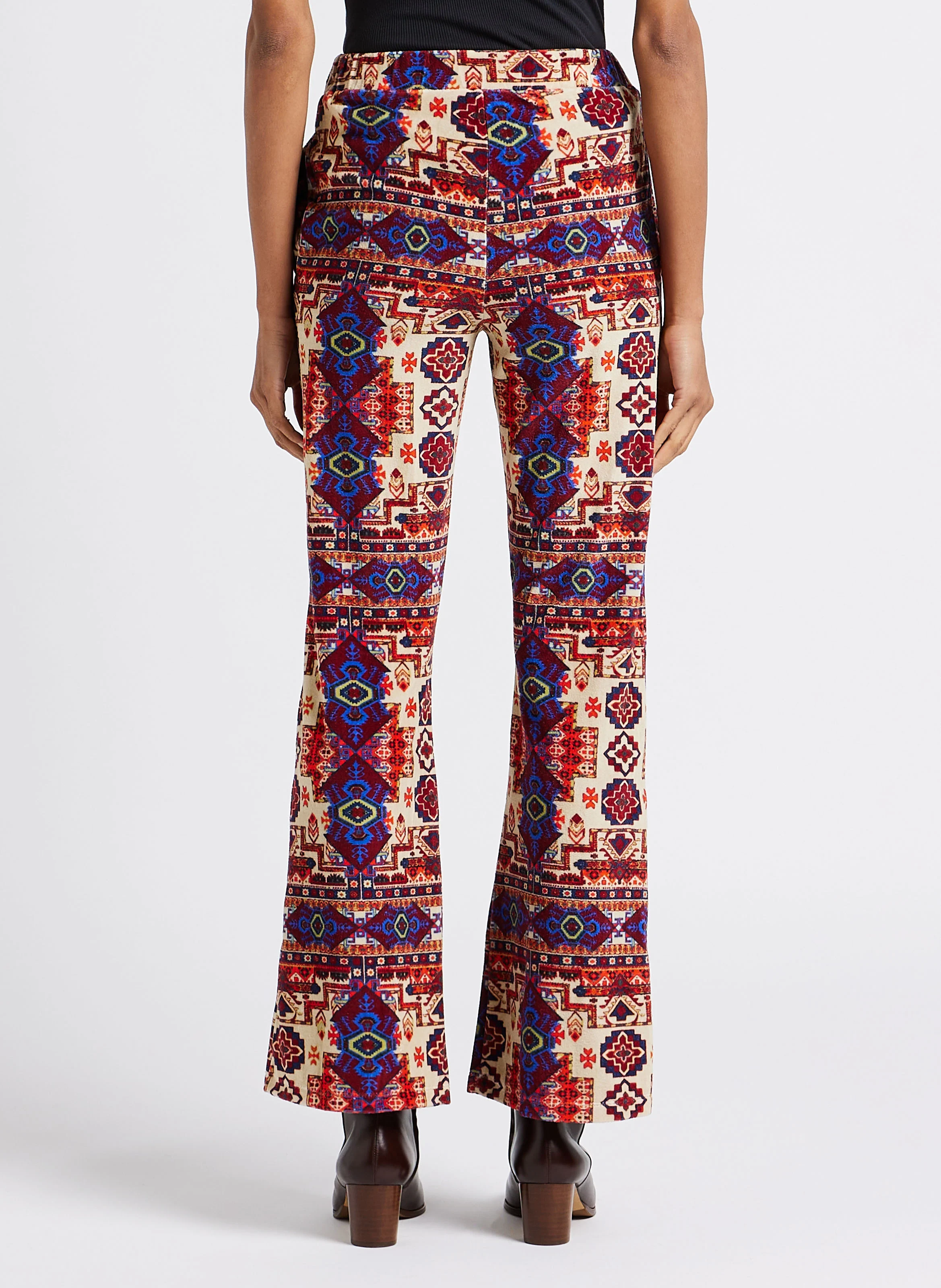TAPESTRY - Pantalon taille haute à motif aztèque en coton | Rouge