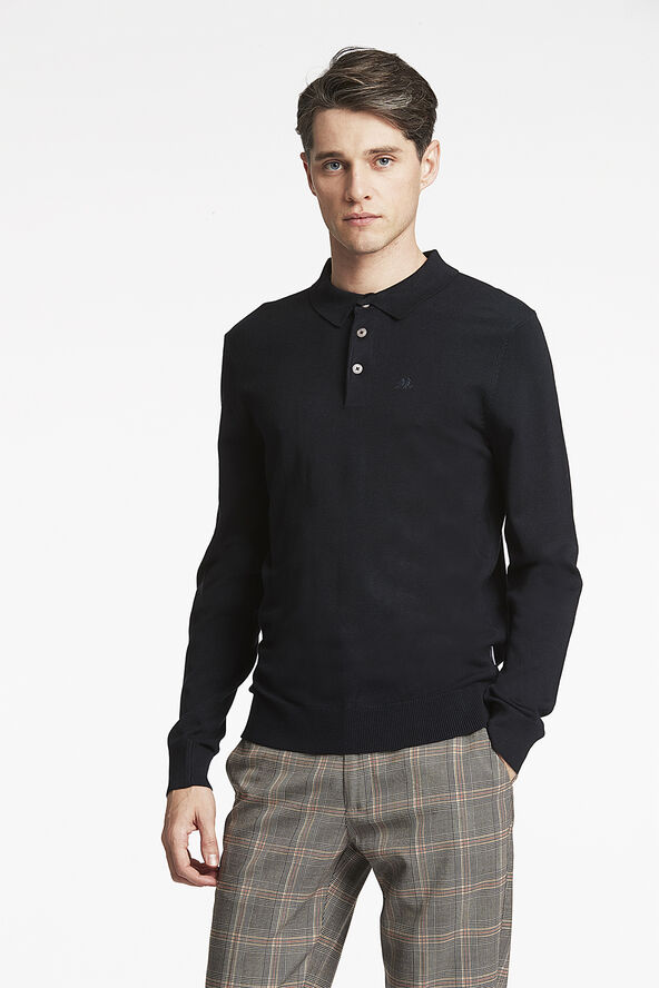 Lindbergh Long sleeve knitted poloshirt Blå