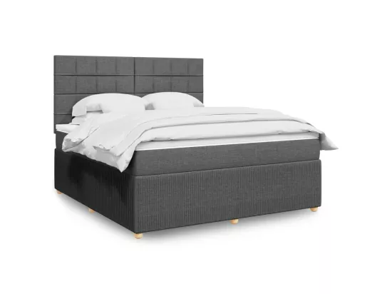 Sommier à lattes de lit avec matelas Gris foncé 180x200cm Tissu