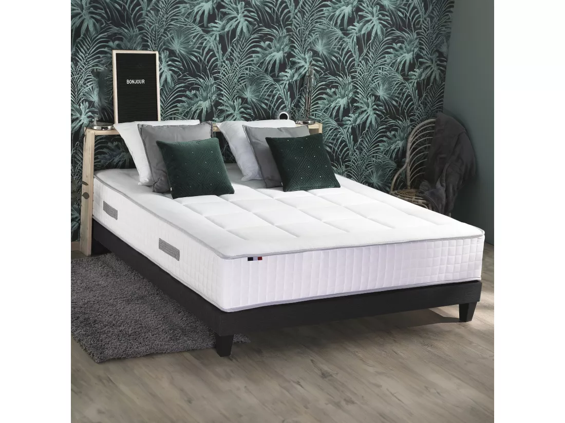 Ensemble matelas Ressorts 7 zones H28cm + sommier PALACIO FABRICATION FRANCAISE Dimensions - 140 x 190 cm