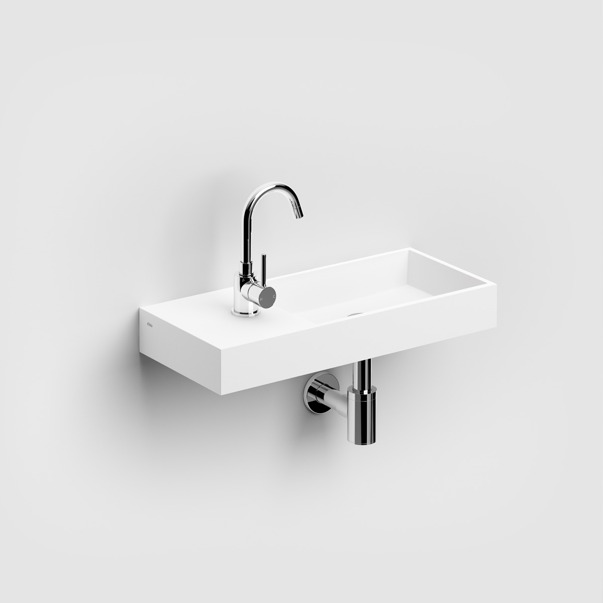 Clou Mini Wash Me Plus fontein solid surface links 56cm wit mat