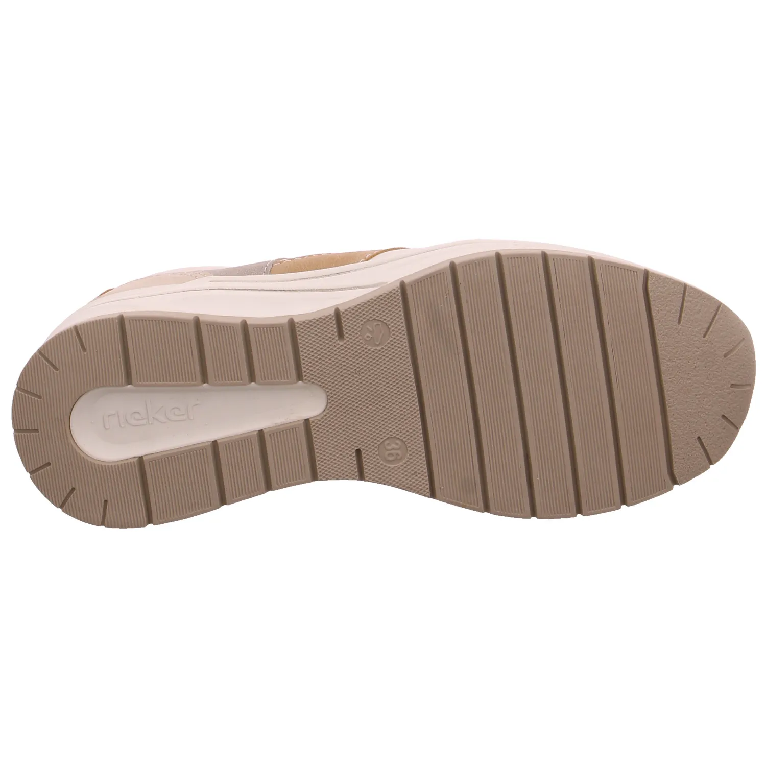 RIEKER Comfort-Schnürer Beige Lederimitat  mit Wechselfussbett