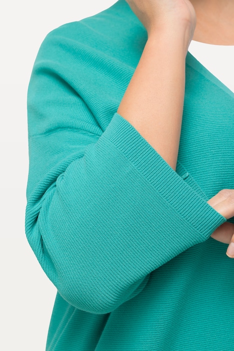 Strickjacke, Linksstrick, Oversized, V-Ausschnitt