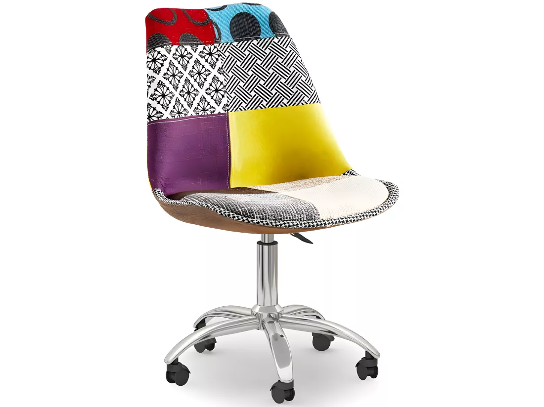 Chaise de Bureau Pivotante - Tissu Patchwork - Ray Multicolore
