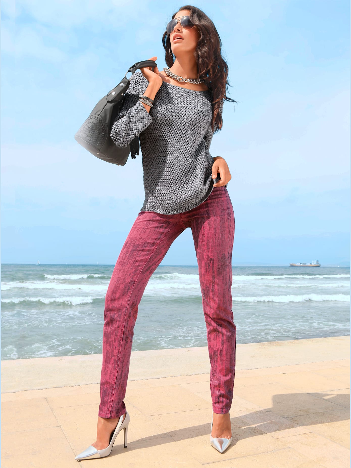 Pull femme tricot manches 3/4