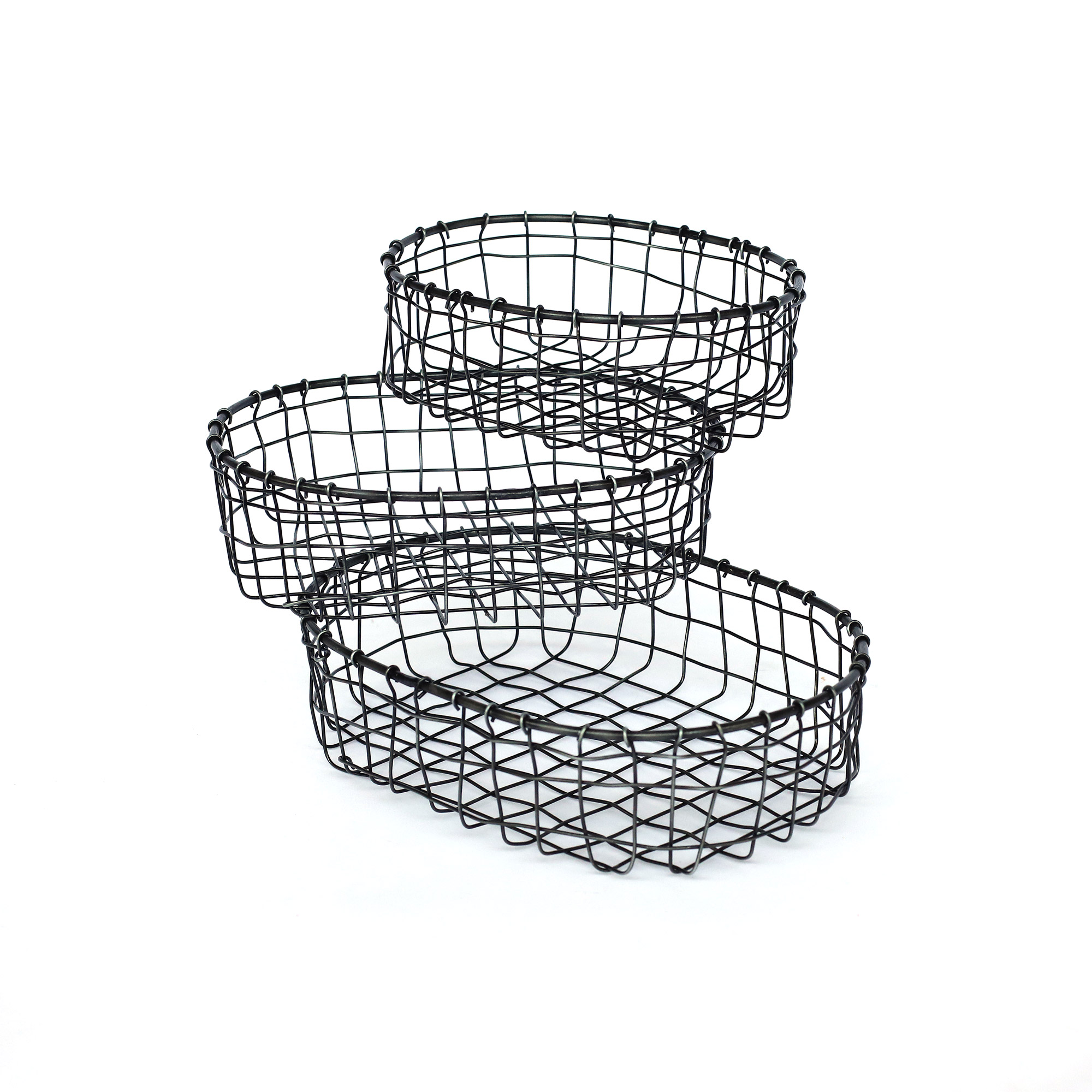 3er-Set Drahtkörbe oval von fischer's lagerhaus